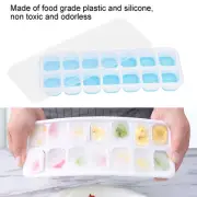 (Blue)Ice Cube Tray Food Grade Plastic Silicone Ice Mold With Removable Lid