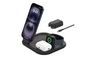 Belkin BoostCharge 3-in-1 Magnetic Foldable Wireless Charger 15W With Qi2 - Black (WIZ029auBK),30W USB-C PS,1.5m USB-C to USB-C Cable,2 Years Warranty