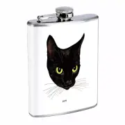 Black Cat Em3 Flask 8oz Stainless Steel Hip Drinking Whiskey