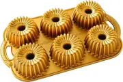 Nordic Ware USA Brilliance Cast Aluminium Bundtlette Pan, Gold, 38 x 23 x 4.5 cm