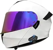Modular Full Face Bluetooth Motorcycle Helmet, ECE Certified Full Face Motorcycle Helmet with Double Visor, Full Face Helmet Full Face Helmets for Adult Men Women