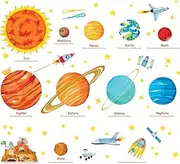 DECOWALL SG-1501 The Solar System Kids Wall Stickers Wall Decals Peel and Stick Removable Wall Stickers for Kids Nursery Bedroom Living Room (Large)