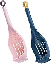 UTHCLO Plastic Slotted Spoon for Cooking Egg Separator Long Handle Hand Strainer Skimmer Spoon for Poached Eggs Pasta and Juices