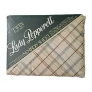 VTG Lady Pepperell Lattice No-Iron Twin Flat Bed Sheet 66 x 96 Cotton/Poly NEW