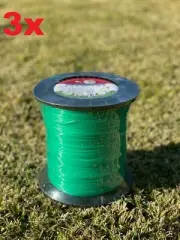 3x OF Premium FLURO GREEN Line Trimmer Cords 2.4M ROUND 370 Metres Whipper Snip