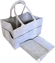 NAPPY CADDY Baby Diaper Caddy, Sartee Felt Cloth Nursery Storage Bin and Car Organizer Portable Diaper Caddy Organizer Basket for Diapers and Baby Wipes Nappy Bags for Mom Toys for Child 13X9X7in
