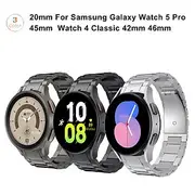 Watch Band for Samsung Galaxy Watch 5 Pro 45mm Watch 5 40/44mm Watch 4 Classic 42/46mm Watch 4 40/44mm Stainless Steel Replacement Strap Adjustable Breathable