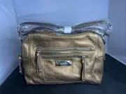 VNT TIGNANELLO Double Compartment Multi Zip Crossbody Shoulder Bag Gold 80s NOS
