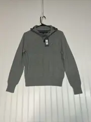 Tommy Hilfiger Men 1/2 Half Zip Mock Turtle Neck Solid Sweater Gray Size Xs