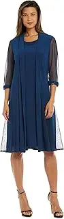 [R&M Richards] Women's Shift Dress with Embellished Neckline and Sheer Jacket