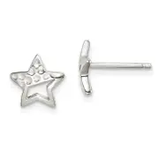 Sterling Silver Hammered Star Post Earrings