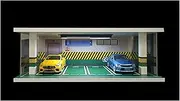 Car Garage Protective Organizer Scene Parking lot Garage Model Scene 1:32 Four Parking Spaces with Light and Acrylic Toy Alloy car Model Acrylic Storage dustproof Cabinet Ornaments Simulation Parking