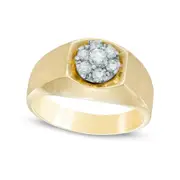 Men's 0.50 CT. T.W. Natural Diamond Cluster Comfort Fit Ring in Solid 10K Yellow Gold