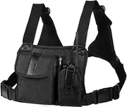 abcGoodefg Universal Radio Chest Harness Pack Bag Tactical Harness Holster EMS Vest Rig for Two Way Radio Walkie Talkie Leather Black (Rescue Essentials)