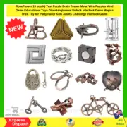 15 Pcs IQ Test Puzzle Brain Teaser Metal Wire Puzzles Mind Game Educational Toys