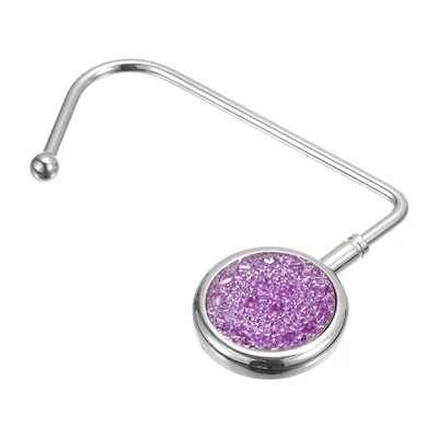 4.3" Portable Purse Hook Handbag Hanger for Table Bag Storage Decor, Purple