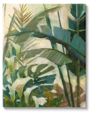 Tropical Jungle Plant Leaves Canvas Wall Art by Elaine Vollherbst-Lane