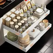 SIDOBELEI Pull Out Drawers for Cabinets, Expandable Pull-Out Cabinet Organizer with Adhesive Film - Ideal for Kitchen, Pantry, Bedroom, Bathroom Storage, Small (12.5-20.4 * 16.5 * 2.9 inches)