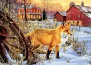 Red Fox In The Snow Hunting Country Wildlife ceramic tile mural backsplash