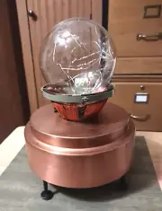 STEAMPUNK Table Lamp / Customized brass Plated Bowl, With Zenith TV Copper coil.