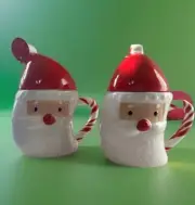 Santa Clause Peppermint Mug, Cookie Jar With Top Hat-Christmas Decor @ 2 Nos