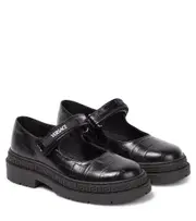 [Versace Kids] Versace Kids Croc-effect leather Mary Jane flats UK 10 black