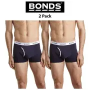 Mens Bonds Guyfront Trunk 2 Pack Cotton Stretch Seamfree Ink Blue Fly Sport MZVJ
