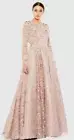 Mac Duggal Embellished Illusion Long Sleeve A Line Gown Size 20 NWOT 11121 Mocha