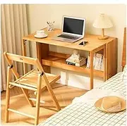 PKLbLr ZTO Store Folding Desk Simple Laptop Table for Home Office, Study Save Space (Natural, Large)