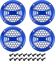 uxcell 4 Pcs 2inch Blue Speaker Grill Mesh Plastic Woofer Guard Protector Dust Cover Blue Decorative Circle Plastic Frame with Screws for Home Audio Car Speaker Replacement