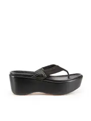 Black Logo Platform Sandals