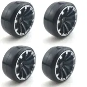 NEW Powerhobby 1/10 Drift Car Mounted Tires / Wheels (4) Silver PY041