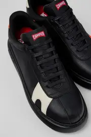 Twins Black Leather Sneaker for Women