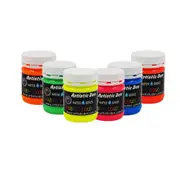 6 x 250ml UV Glow Neon Fabric Paints With Free Blacklight