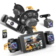4 Channel Dash Cam 360° View, 1080P Dash Cam Front and Rear Inside Left Right...