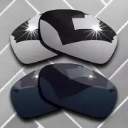 2 Packs Replacement Lenses for-Oakley Hijinx Polarized - Black&Silver Chrome