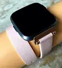 Pink Double Wrap Leather Band Strap for Fitbit Versa 3 4 & Sense 2 Smartwatches