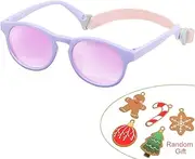 [BABIEOJO] Polarized Toddler Girls Sunglasses Baby Sunglasses with Strap Kids Sunglasses Flexible UV400 Protection TPEE Frame