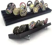 Wood Coins Holder Military Challenge Coin Display Holder Stand (4 Row)