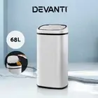 Devanti 68L Motion Sensor Bin Rubbish Automatic Trash Can Kitchen White
