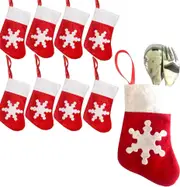 8 Pcs Christmas Socks Snowflake Tableware Holders Christmas Table Decorations Flatware Organizers for Xmas Table Dinnerware Party Supplies