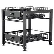 2-Tier Dish Drying Rack, Kitchen Counter Dish Drainer with Drainboard Cutlery Holder Cup Holder