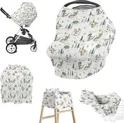 EyMzcod Baby Boy 5-in-1 Car Seat Cover Watercolor Dragon Tale, Multi-use Privacy Nursing Breastfeeding Cover, Carseat Canopy Carrier Newborn Infant Gift