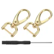 2Pcs Swivel Clasps, 0.59" D Ring Detachable Snap Hook with Screwdriver, Gold