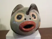 Mexican Hand Made Hand Carved Two Faced Fish Signed by Artist