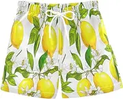 [RPLIFE] Boys Swim Shorts, Anti-Chafe Swim Trunks Boys 2 T, Bright Yellow Lemons White
