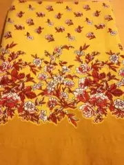 Beautiful Vintage Floral Rectangular Floral Fabric Tablecloth Yellow Red 86"x66"