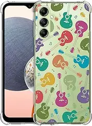 [GlamCase] Clear Case for Samsung Galaxy A14 5G, Galaxy A14 5G Clear Case - Guitar Multicolor Pattern design printed Clear ShockProof Protective Designer Back Clear Case/Cover for Samsung A14 5G