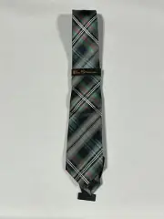 Mens Ben Sherman Black Tie With Multicolor Plaid Pattern NEW