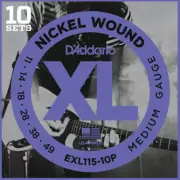 D'Addario EXL115-10P XL Nickel Electric Guitar Strings,String Set 11-49, 10 Sets